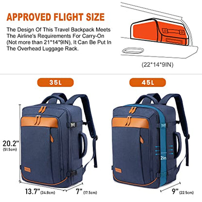 LOVEVOOK Carry on Backpack, 45L Large Travel Backpack for Women Men Airline Approved, Expandable Large Suitcase Backpacks With 4 Packing Cubes, Aer Travel Pack 3, Water Resistant Weekender Bag - color: Dark Blue, size: X-Large