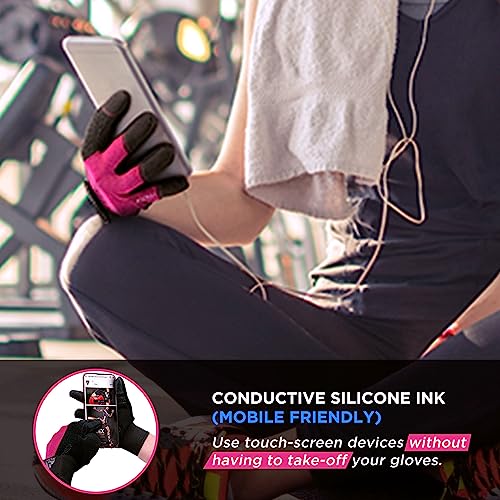 RDX Weight Lifting Gloves Gym Workout, Full Finger Touch Screen, Breathable Anti Slip Padded Palm Protection, Fitness Strength Training Powerlifting HIIT WOD Exercise, Men Women Home Gym Cycling - color: PINK, size: Small