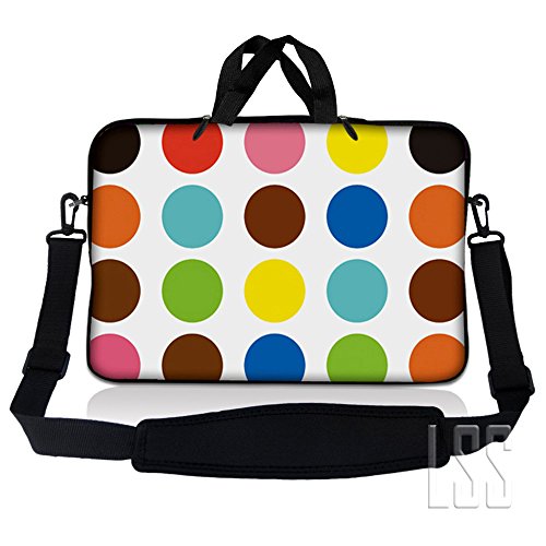 Laptop & Macbook PRO Sleeve Bag Carrying Case w/Handle & Adjustable Shoulder Strap & Matching Skin Sticker & Mouse Pad Fits 15" 15.4" 15.6" Polka Dots - color: Polka Dots, size: 15 inch
