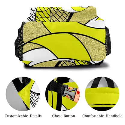 Volleyball Yellow Gold Multifuction Waterproof Backpack with Name Custom Shoulders Bookbag for Birthday Holiday Gift - color: Volleyball Yellow Gold