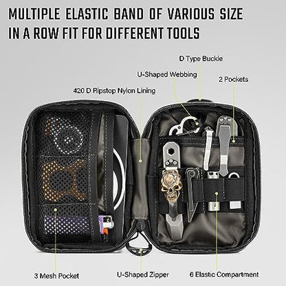 TACTICAL GEEK Block E3.0 EDC Compact Waist Pocket Pouch, Men EDC Pouch Organizer, Multi-Purpose Molle Tool Pouch, Utility Tool Organizer Bag for Daily Essentials Carry(Black Camo) - color: Black Camo