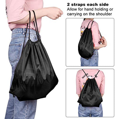 KUUQA 2 Pcs Drawstring Backpack Bags Bulk Sports Cinch Sack String Backpack Storage Bags for Gym Traveling（Black, Blue） - color: Black, Blue