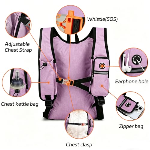 15L Small Hiking Backpack Foldable Ultralight Trekking Camping Outdoors Backpack for Women Men (Purple) - color: Purple