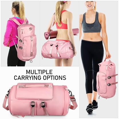 Ciieeo Travel Gym Backpack for Women and Men, Pink Multipurpose Sports Daypack with Wet Compartment and Adjustable Straps, Lightweight Hiking and Swimming Bag for Outdoor Activities