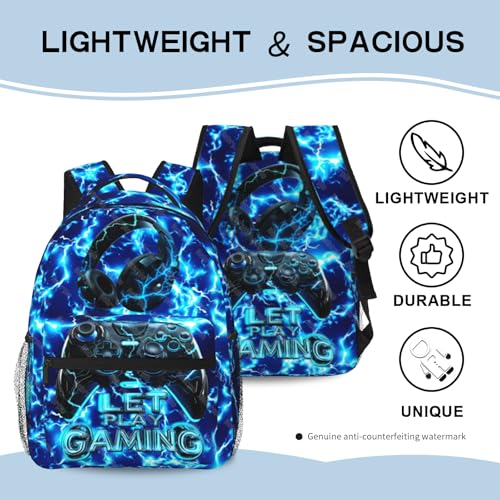 Gaming Boys School Backpack Elementary Middle Video Game Lightning Backpack For Kids Game Bookbag Daypack Travel Back Pack Ages 6-18 - color: Game Lightning
