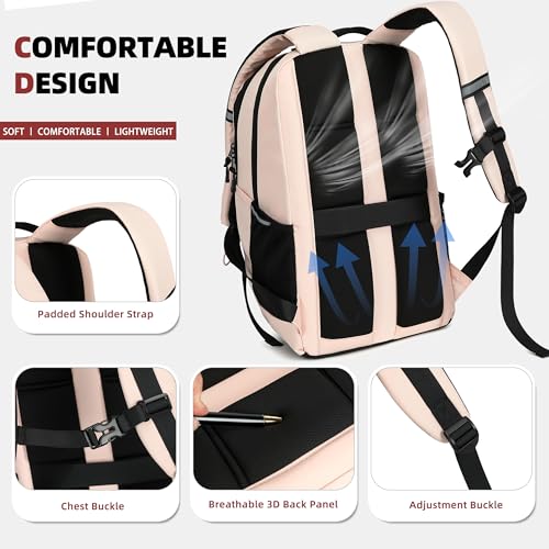 AO ALI VICTORY Women's Laptop Backpack 15.6 inch,Travel Backpack for Men - color: Pink