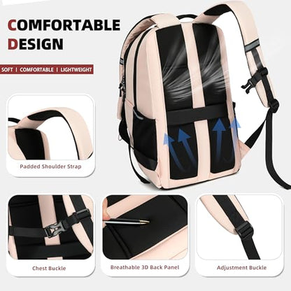 AO ALI VICTORY Women's Laptop Backpack 15.6 inch,Travel Backpack for Men - color: Pink