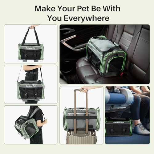 Gardner Pet Expandable Cat Carrier Airline Approved (18x12x12 in), 2-Side Square Extension Pet Travel Carrier for Medium Cats up to 15 lbs, Mesh Soft-Sided Cat Carrier Bag - color: Grand Edition (18"x 12"x 12")