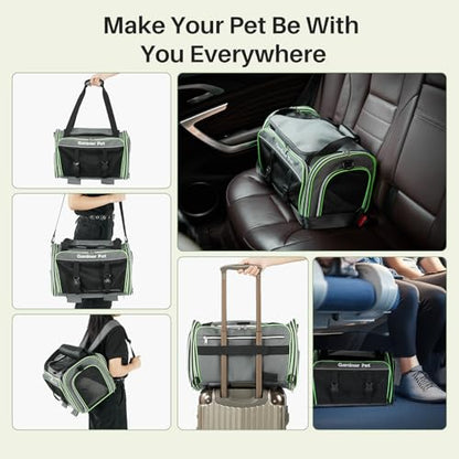 Gardner Pet Expandable Cat Carrier Airline Approved (18x12x12 in), 2-Side Square Extension Pet Travel Carrier for Medium Cats up to 15 lbs, Mesh Soft-Sided Cat Carrier Bag - color: Grand Edition (18"x 12"x 12")