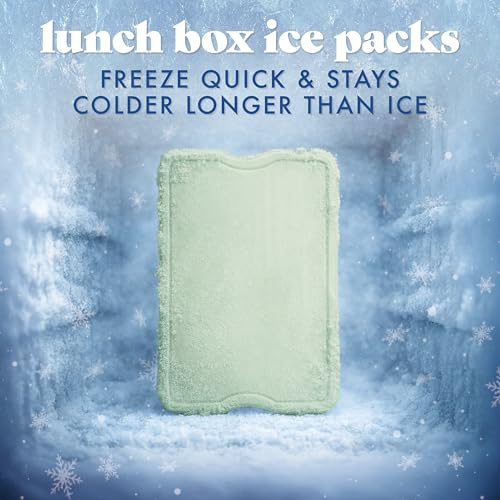 Cool Coolers by Fit & Fresh 4 Pack XL Slim Ice Packs, Quick Freeze Space Saving Reusable Ice Packs for Lunch Boxes or Coolers - color: Sage (4 Pack)