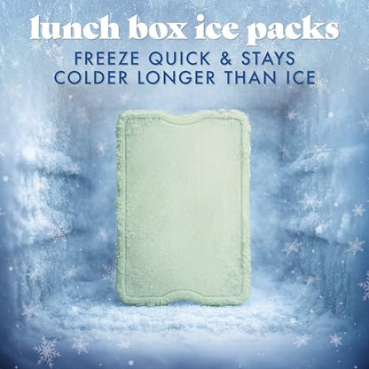 Cool Coolers by Fit & Fresh 4 Pack XL Slim Ice Packs, Quick Freeze Space Saving Reusable Ice Packs for Lunch Boxes or Coolers - color: Sage (4 Pack)