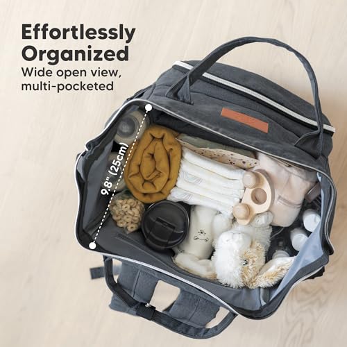 KeaBabies Baby Diaper Bag Backpack - Large Baby Bag for Boys, Girls, Waterproof Multi Function Travel Diaper Backpack with Changing Pad, Durable Travel Essentials for Moms and Dads (Mystic Gray) - color: Mystic Gray