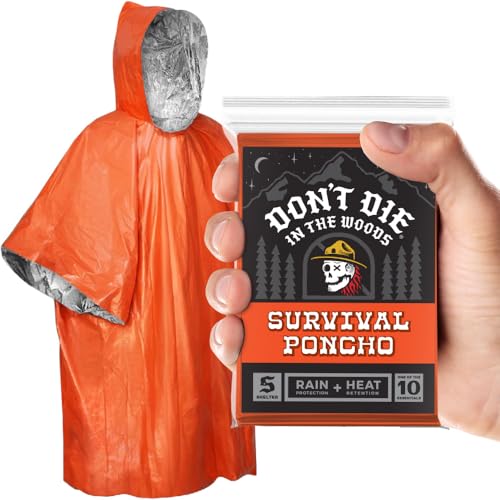 Don't Die In The Woods - Rain + Heat Emergency Poncho - Wearable Mylar Space Blanket For Hiking, Camping, First Aid, Survival - color: 1pk Refill - Oh Sh*t Orange