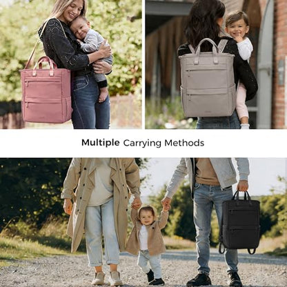 Diaper Bag Backpack, Multi-Function Parent Organizer (Dark Pink) - color: Dark Pink