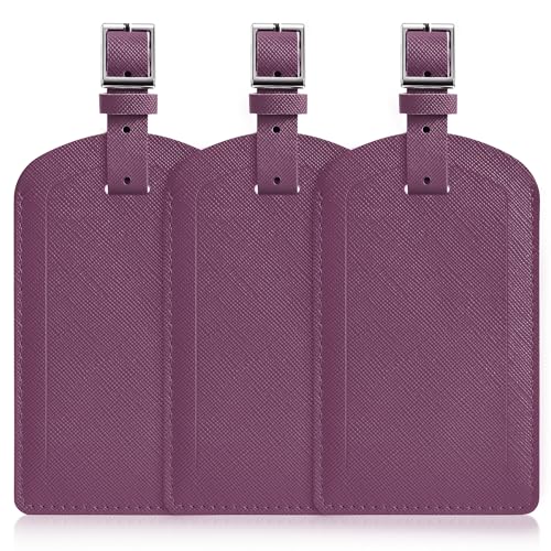 3 Pack Luggage Tags for Suitcases, TSA Approved Bag Tags, Baggage Tags with Privacy Protection, Travel Essentials Luggage Accessories, Royal Purple - color: Royal Purple