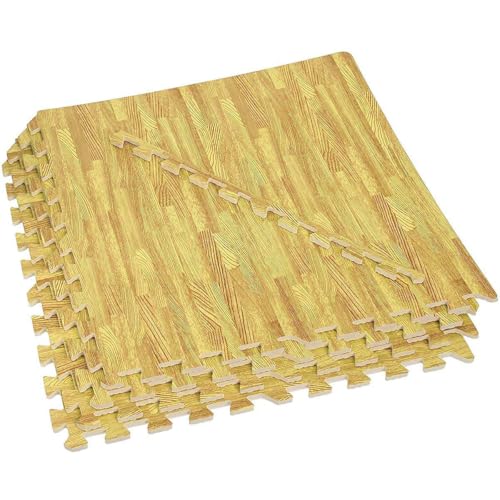 100 Sq. Ft 3/8 Inch Thick Printed Foam Tiles Interlocking Foam Mat, (24" x 24", 25 pcs), Light Wood Oak Grain Style, Protective Flooring for Home, Exercise or Trade Show - color: Oak