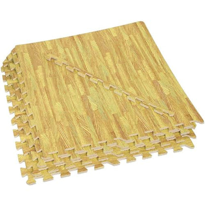 100 Sq. Ft 3/8 Inch Thick Printed Foam Tiles Interlocking Foam Mat, (24" x 24", 25 pcs), Light Wood Oak Grain Style, Protective Flooring for Home, Exercise or Trade Show - color: Oak