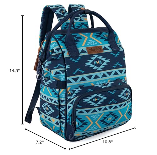 Montana West Wrangler Diaper Bag Backpack Aztec Callie Bag Travel Backpack Purses Western Multi-Function Baby Bags for Mom - color: Navy