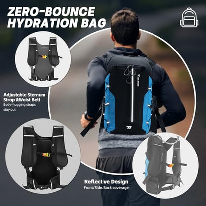 Hydration Backpack - Lightweight Water Backpack with 2L Water Bladder, Small Hiking Backpack for Running Cycling Camping Rave for Men Women - color: Blue1