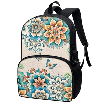 Talayituse Boho Mandala Butterfly Print Backpack for Kids Girls, Large Capacity School Backpack Bookbag Lightweight Casual Daypack with Adjustable Shoulder Strap for Travel Hiking School - color: Boho Mandala Butterfly