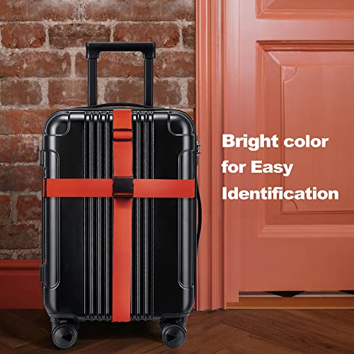 Luggage Straps for Suitcases TSA Approved Travel Belt 4 Pack by Chelmon (Red) - color: Red