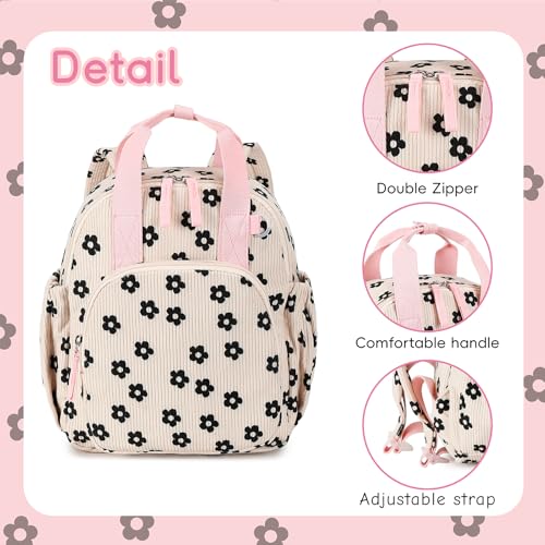 Bluboon Toddler Backpack for Girls Boys 2-4 Cute 12" Preschool Kindergarten Backpacks Kids Daycare Bags School Travel (Black Flower-Beige, Age 2-4 (12" H not Fit A4 Folder)) - color: Black Flower-beige, size: Age 2-4 (12" H not Fit A4 Folder)