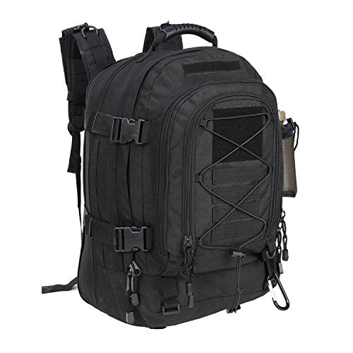 Large Tactical Backpack for Men Military Backpack with DIY System for Travel, Work,Camping,Hunting,Hiking,Sports (BLACK) - color: Black