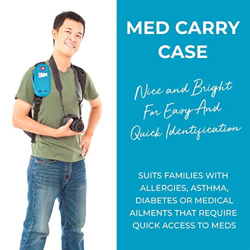 PracMedic Bags Epi Pens Carrying Case- Insulated Epipen Carry Case (Teal) | Holds 2 Epi Pens, Auvi-Q or Neffy, Inhaler & Antihistamine. Medical Case for Allergy, Asthma & Diabetes Medicines. - color: Teal
