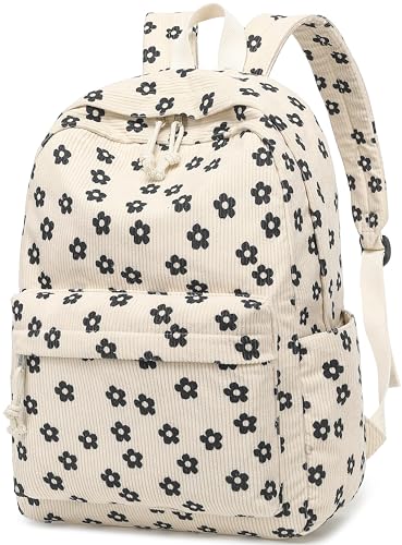 LEDAOU School Backpack for Teen Girls Elementary Middle School Bookbag Kids Backpacks Women Laptop Backpack Travel Daypack - color: Black Flower