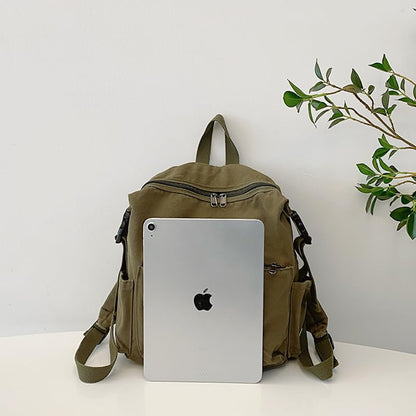 MaxxCloud Canvas Backpack-Adjustable Shoulder Straps,Unisex Mini Laptop Backpack for Work&Travel,Casual Daypack (Green) - color: Green