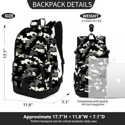 rickyh style School Backpack Travel Bag for Men & Women Lightweight College Back Pack with Laptop Compartmen - color: 04heibai