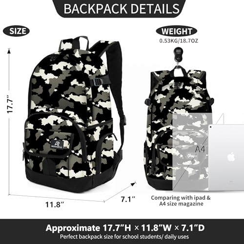 rickyh style School Backpack Travel Bag for Men & Women Lightweight College Back Pack with Laptop Compartmen - color: 04heibai