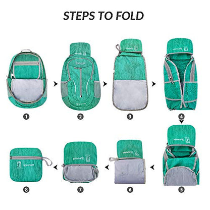 ZOMAKE 25L Ultra Lightweight Packable Backpack, Foldable Hiking Backpacks Water Resistant Small Folding Daypack for Travel(Dark Green) - color: Dark Green