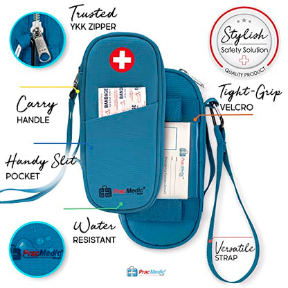 PracMedic Bags Epi Pens Carrying Case- Insulated Epipen Carry Case (Teal) | Holds 2 Epi Pens, Auvi-Q or Neffy, Inhaler & Antihistamine. Medical Case for Allergy, Asthma & Diabetes Medicines. - color: Teal