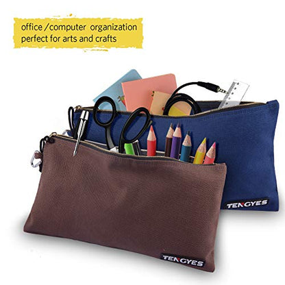 Canvas Tool Pouch Zipper Bag - 5 Pack Utility Bags Heavy Duty Metal Zippers Pouches with Carabiner, Multi Storage Organizer Clip on Tote Bags - color: 5 Pack