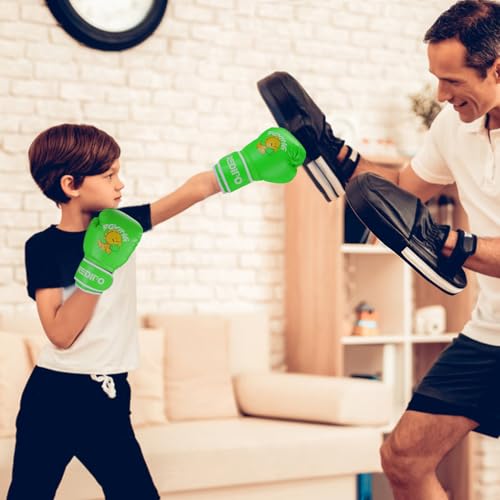 Kids Boxing Gloves, Youth Boxing Training Gloves for Kids 3-9 Year Boys and Girls, 4&6OZ Fighting Gloves, Punching Bag Kickboxing Thai Mitts MMA Training Sparring Gloves - color: Green, size: 6OZ