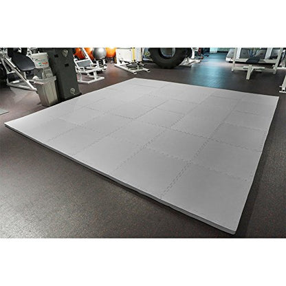 Meister X-Thick 1.5" Interlocking EVA Foam Mats - 2X Cushion for Wrestling, MMA Takedowns & Gymnastics - 2'x2' Tiles - color: Grey, size: 36 Tiles (144 Sqft)