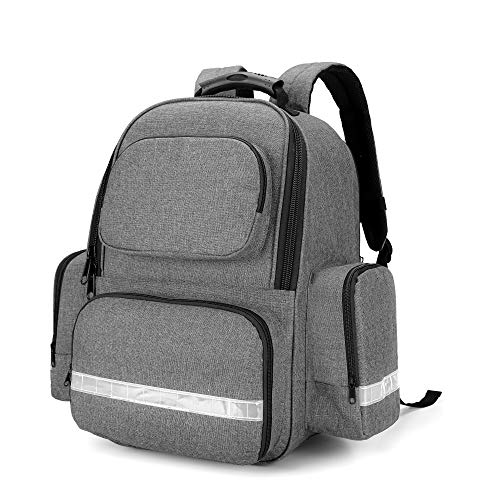 Trunab First Responder Bag Trauma Backpack Empty, Medical Emergency Kits Storage Jump Bag Pack for EMT, EMS, Police, Firefighters, Safety Officers - Patented Design Grey | Medical Emergency Kits Storage, Jump Bag Pack, For EMT, EMS, Police, Firefighters,