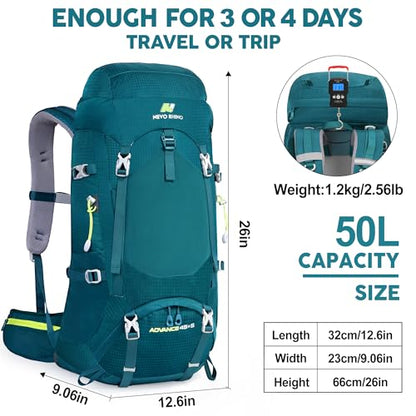 N NEVO RHINO Internal Frame Hiking Backpack 50/60/65/70/80L, Mountain Climbing Camping Backpack Daypack Waterproof Rain Cover | Mountain Climbing - color: 01 Green, size: 45+5L