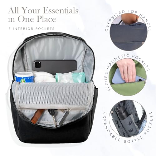 RED ROVR Roo Lightweight 1 LB Diaper Bag Backpack | 11 organizational pockets| Durable & Water-Resistant (Black) - color: Black