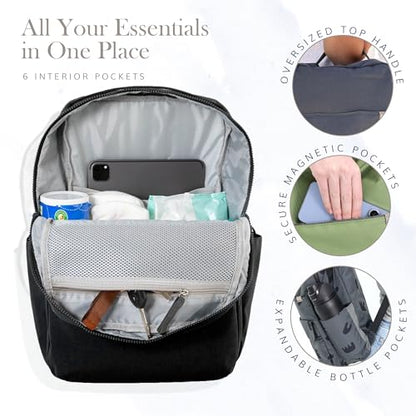RED ROVR Roo Lightweight 1 LB Diaper Bag Backpack | 11 organizational pockets| Durable & Water-Resistant (Black) - color: Black