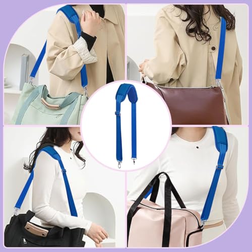 60 Inch Shoulder Strap with Removable Ultra-Thick Pad，Adjustable Buckles and Metal Hooks - color: Blue
