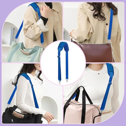 60 Inch Shoulder Strap with Removable Ultra-Thick Pad，Adjustable Buckles and Metal Hooks - color: Blue
