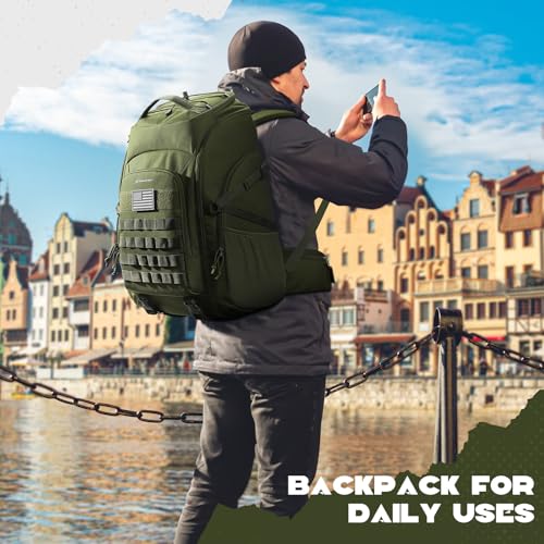 Maelstrom Tactical Backpack for Men, Water Resistant 40L Military Backpack, for Hiking, Camping, Gym with Molle System (Army Green) - color: C.army Green