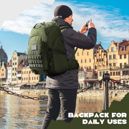 Maelstrom Tactical Backpack for Men, Water Resistant 40L Military Backpack, for Hiking, Camping, Gym with Molle System (Army Green) - color: C.army Green