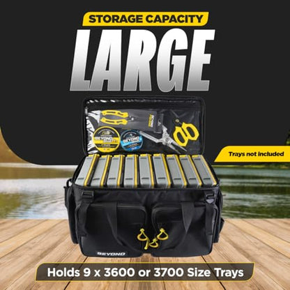 Beyond Fishing Hauler Tackle Bags - Water Resistant With Hard Molded Bottom - Perfect for Fresh Water & Salt Water Fishing Tackle Storage - Holds Tackle Boxes and Fishing Gear - size: b - Large