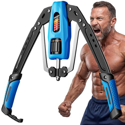 EAST MOUNT Twister Arm Exerciser, Adjustable Hydraulic Resistance 22–440 lbs, Arm Chest & Shoulder Strength Trainer for Home Workouts, Upper Body Muscle Builder, Fitness Training Equipment - color: Blue