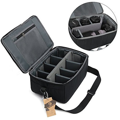 Koolertron Dslr Camera Insert Bag Purse Universal Liner Lens Pouch Partition Protective Cover Waterproof Sleeve for Cannon/Nikon/Sony (Black) - color: Black