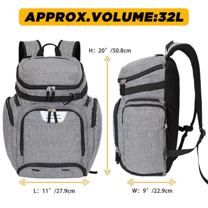Goloni Basketball Backpack,Large Sports Bag with Ball Compartment & Shoe Compartment, Best for Basketball, Soccer - color: Grey