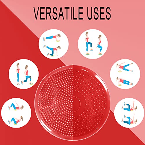 Wobble Cushion, Balance Disc, Wiggle Seat, Balance Pads for Physical Therapy, Stability Disc, Wobble Board for Dogs, Office, Sensory Kids, Classroom with Spiky Massage Ball - color: Red